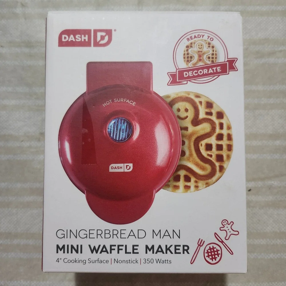 Dash Gingerbread Man Mini‎ Waffle Maker Red 4